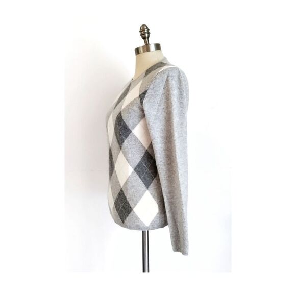 CHARTER CLUB CASHMERE ARGYLE METALLIC SWEATER WOMENS SIZE M GREAT CONDITION - Picture 2 of 5